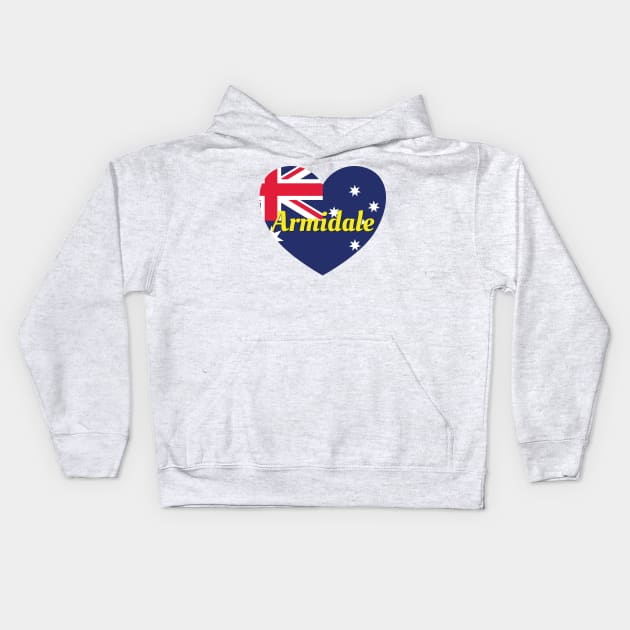 Armidale NSW Australia Australian Flag Heart Kids Hoodie by DPattonPD